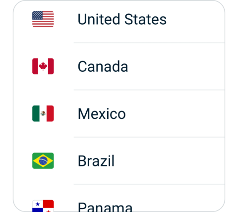 Hongxing connect step 2, choose VPN server location